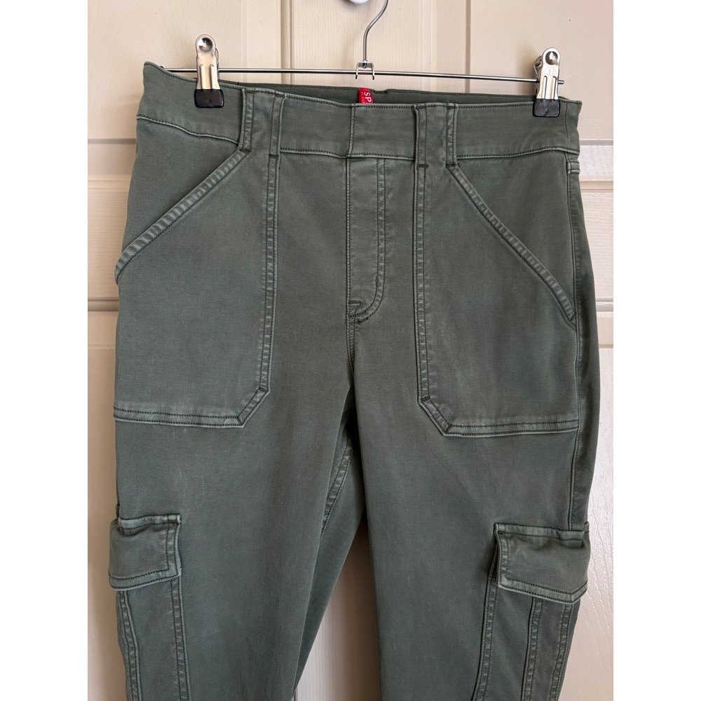 Spanx Olive Green Stretch Twill Ankle Cargo Pants Olive Green Size Large Utility - Picture 4 of 10